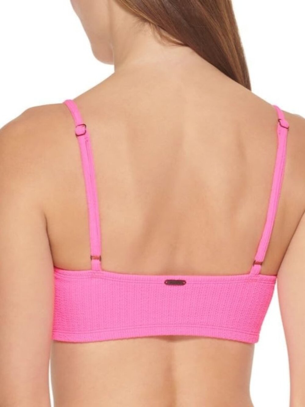 DKNY Textured Bralette Bikini Top Neon Pink ( L ) - Picture 2 of 4